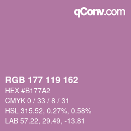 颜色代码: RGB 177 119 162 | qconv.com