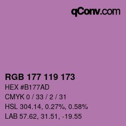 Color code: RGB 177 119 173 | qconv.com