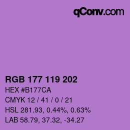 カラーコード: RGB 177 119 202 | qconv.com