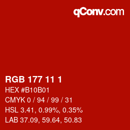 Color code: RGB 177 11 1 | qconv.com