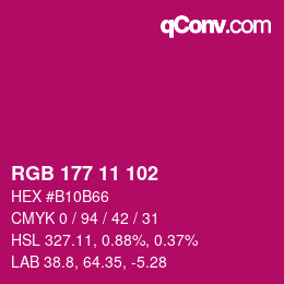 Color code: RGB 177 11 102 | qconv.com