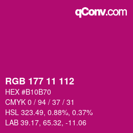 カラーコード: RGB 177 11 112 | qconv.com