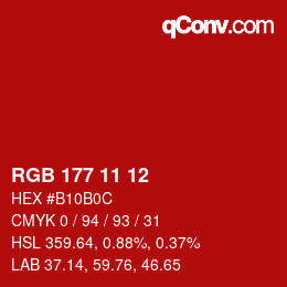 Color code: RGB 177 11 12 | qconv.com
