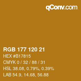 カラーコード: RGB 177 120 21 | qconv.com