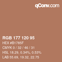 颜色代码: RGB 177 120 95 | qconv.com