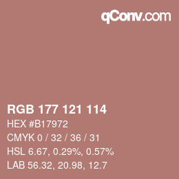 Farbcode: RGB 177 121 114 | qconv.com