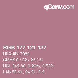 Color code: RGB 177 121 137 | qconv.com