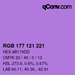 Color code: RGB 177 121 221 | qconv.com