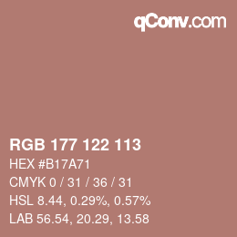Código de color: RGB 177 122 113 | qconv.com