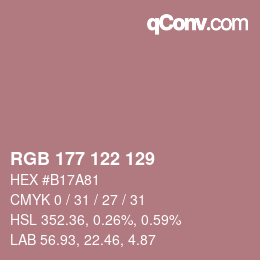 Farbcode: RGB 177 122 129 | qconv.com