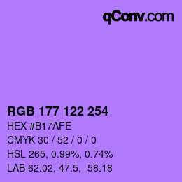 カラーコード: RGB 177 122 254 | qconv.com