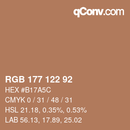 カラーコード: RGB 177 122 92 | qconv.com