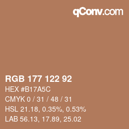 Color code: RGB 177 122 92 | qconv.com