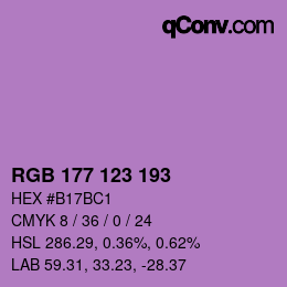 カラーコード: RGB 177 123 193 | qconv.com