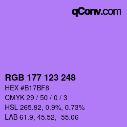 Color code: RGB 177 123 248 | qconv.com
