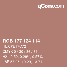 Color code: RGB 177 124 114 | qconv.com