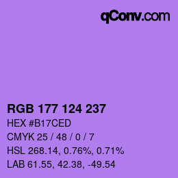 Color code: RGB 177 124 237 | qconv.com