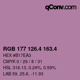 カラーコード: RGB 177 126.4 163.4 | qconv.com