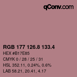 カラーコード: RGB 177 126.8 133.4 | qconv.com