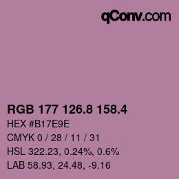 カラーコード: RGB 177 126.8 158.4 | qconv.com