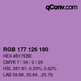 Color code: RGB 177 126 190 | qconv.com