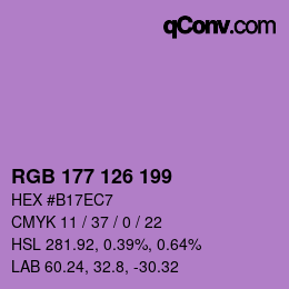 Color code: RGB 177 126 199 | qconv.com