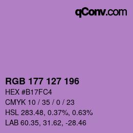 颜色代码: RGB 177 127 196 | qconv.com