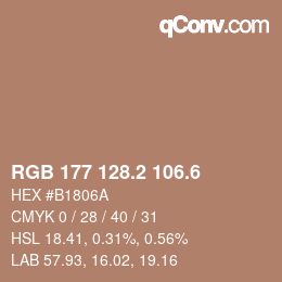 カラーコード: RGB 177 128.2 106.6 | qconv.com