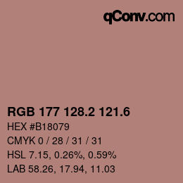 カラーコード: RGB 177 128.2 121.6 | qconv.com