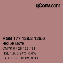 カラーコード: RGB 177 128.2 126.6 | qconv.com