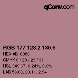 カラーコード: RGB 177 128.2 136.6 | qconv.com