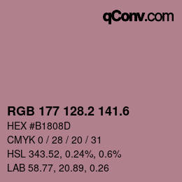 カラーコード: RGB 177 128.2 141.6 | qconv.com