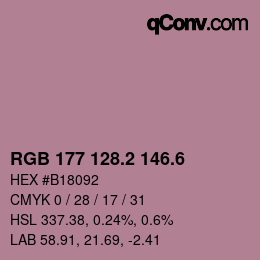 カラーコード: RGB 177 128.2 146.6 | qconv.com