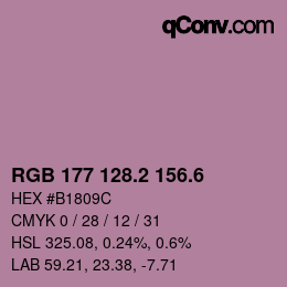 カラーコード: RGB 177 128.2 156.6 | qconv.com