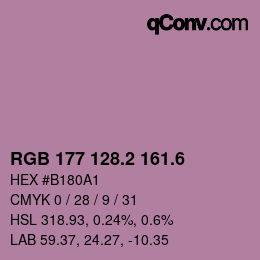 カラーコード: RGB 177 128.2 161.6 | qconv.com