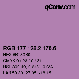 カラーコード: RGB 177 128.2 176.6 | qconv.com