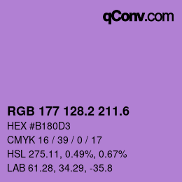 カラーコード: RGB 177 128.2 211.6 | qconv.com