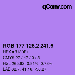 カラーコード: RGB 177 128.2 241.6 | qconv.com