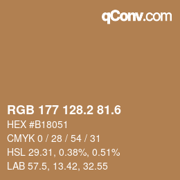 カラーコード: RGB 177 128.2 81.6 | qconv.com