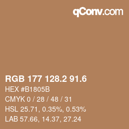 カラーコード: RGB 177 128.2 91.6 | qconv.com
