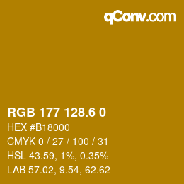 カラーコード: RGB 177 128.6 0 | qconv.com