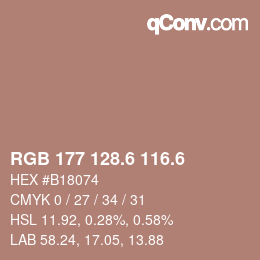 カラーコード: RGB 177 128.6 116.6 | qconv.com