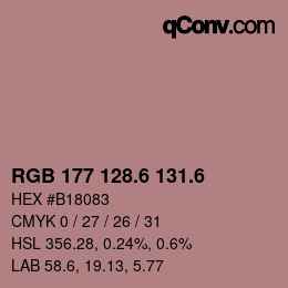 カラーコード: RGB 177 128.6 131.6 | qconv.com
