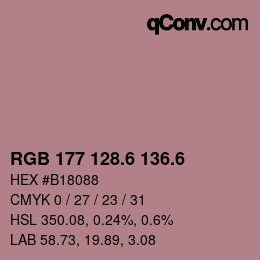 カラーコード: RGB 177 128.6 136.6 | qconv.com