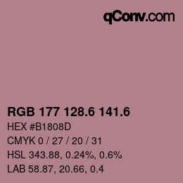カラーコード: RGB 177 128.6 141.6 | qconv.com