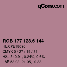 カラーコード: RGB 177 128.6 144 | qconv.com