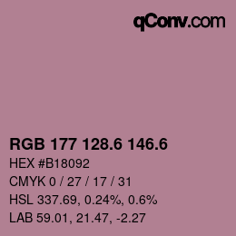 カラーコード: RGB 177 128.6 146.6 | qconv.com
