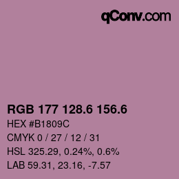 カラーコード: RGB 177 128.6 156.6 | qconv.com
