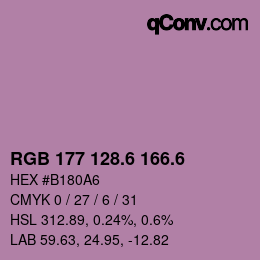 カラーコード: RGB 177 128.6 166.6 | qconv.com