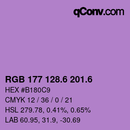 カラーコード: RGB 177 128.6 201.6 | qconv.com